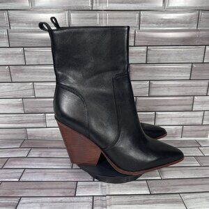 Veronica Beard Women's Black Leather Logan Zipper Ankle Boots Shoe Size 10-NEW